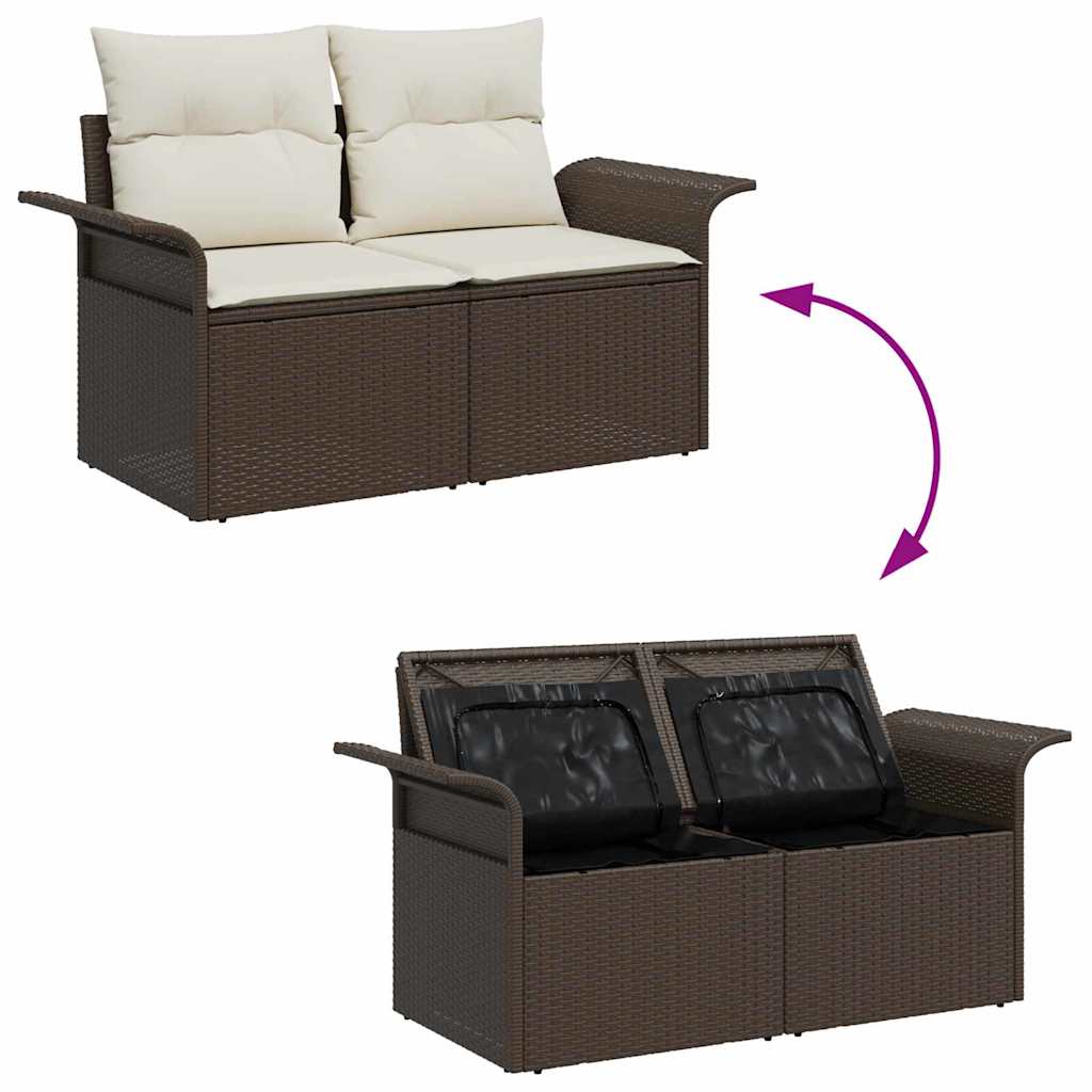 Garten-Sofa-Set mit Kissen mit Speicher 4 pcs Braun Poly Rattan